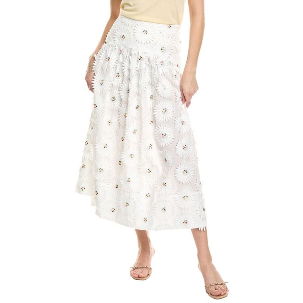 White Floral Eyelet Maxi Skirt - Elegant Women’s Skirt